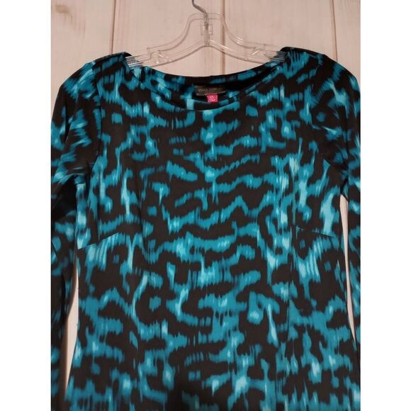 Vince Camuto Dress‎ Ladies Extra Small Black Aquamarine Long Sleeve Midi - Picture 3 of 7
